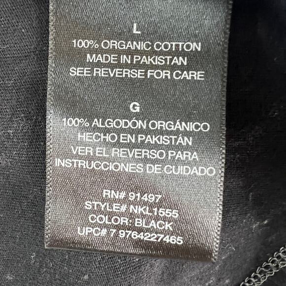 NORMA KAMAL Gray Organic Cotton Top Long Sleeve Deep V-Neckline Size L Large - Picture 9 of 10